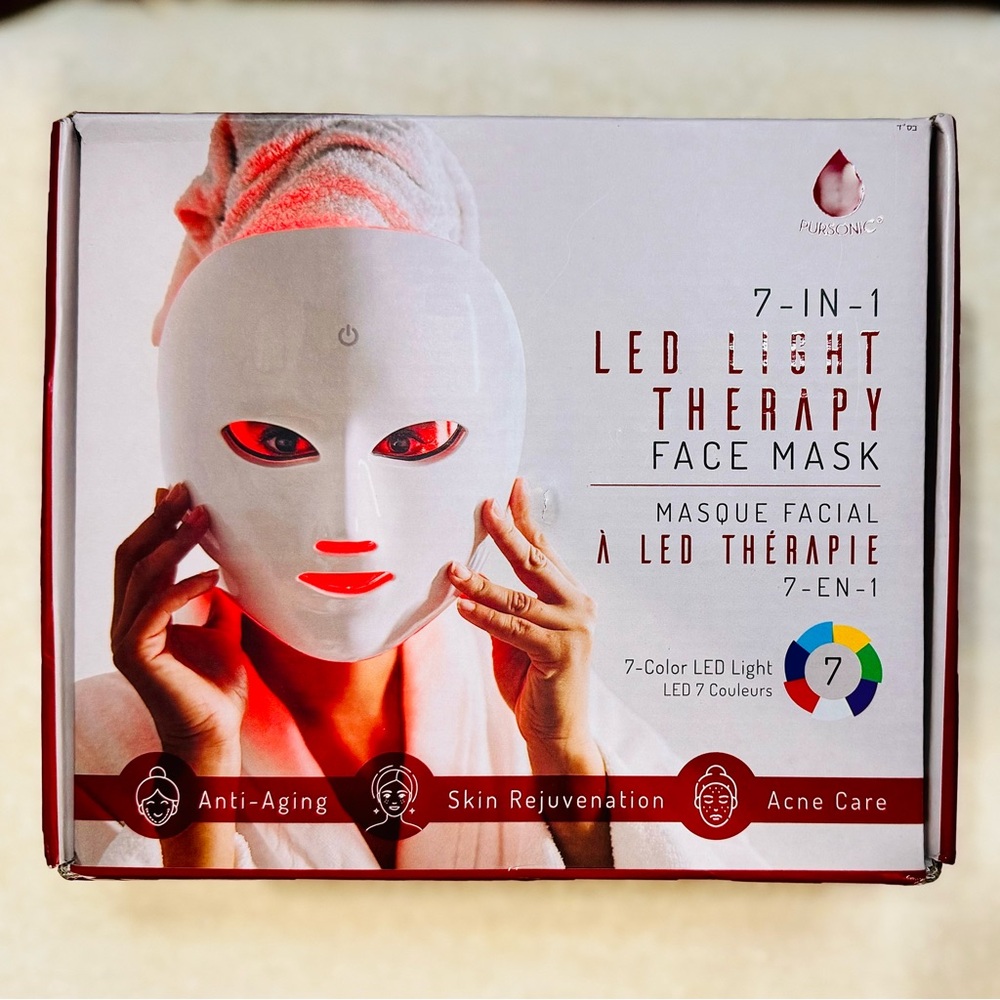UNOPENED PURSONIC 7-in-1 LED Therapy Face Mask w/ Red, Blue, Yellow, & More